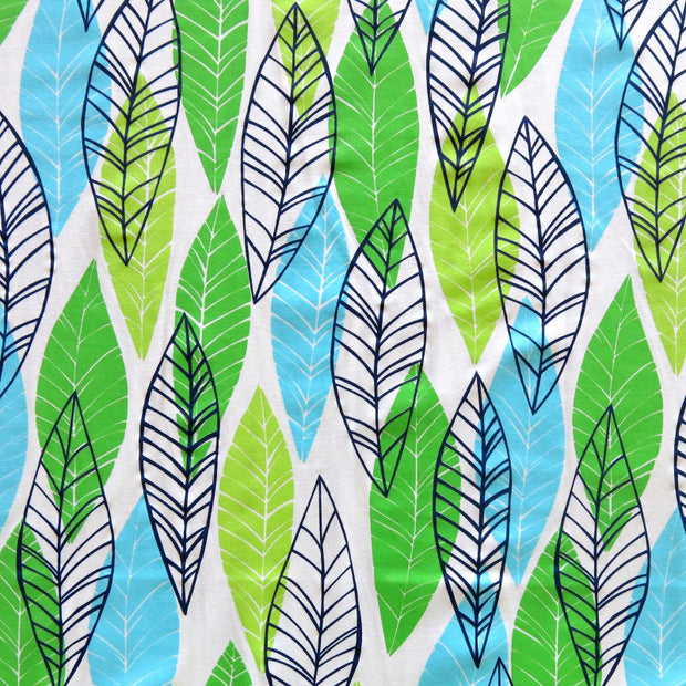 Leaves on White Nylon Spandex Swimsuit Fabric - 19" Remnant
