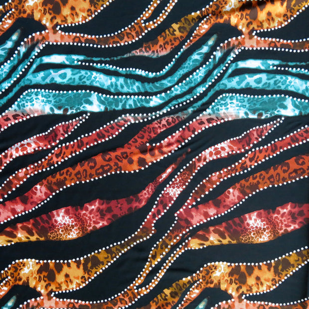 Multi Color Leopard Stripe Nylon Spandex Swimsuit Fabric