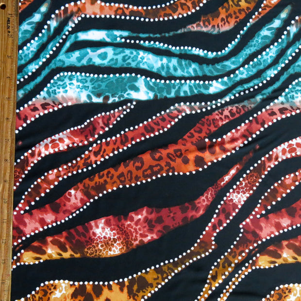 Multi Color Leopard Stripe Nylon Spandex Swimsuit Fabric