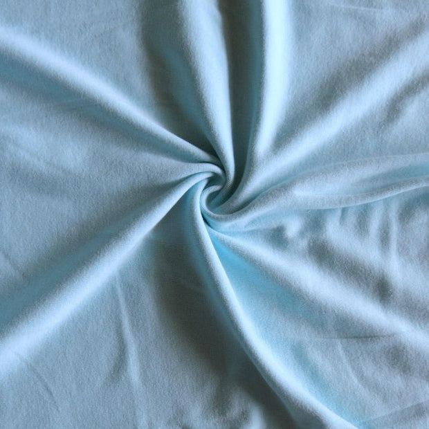Light Aqua Blue Cotton Rib Knit Fabric