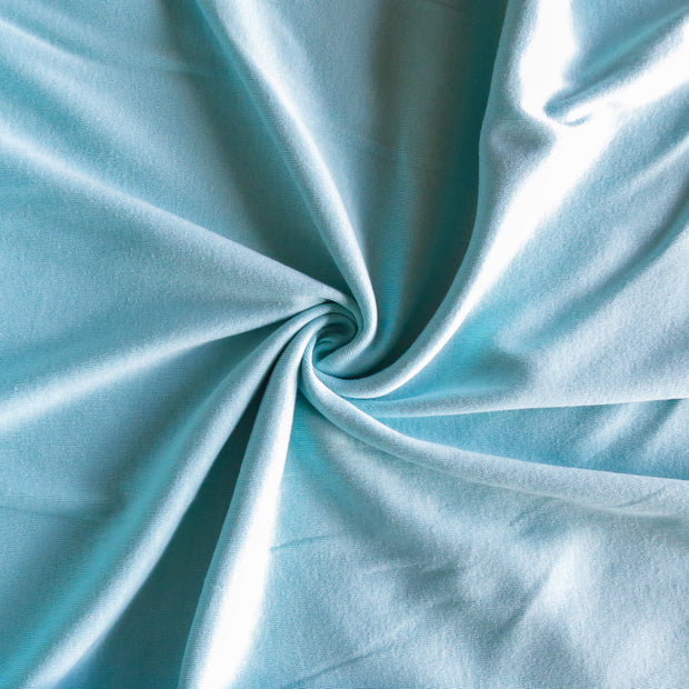 Light Aqua Blue Cotton Rib Knit Fabric