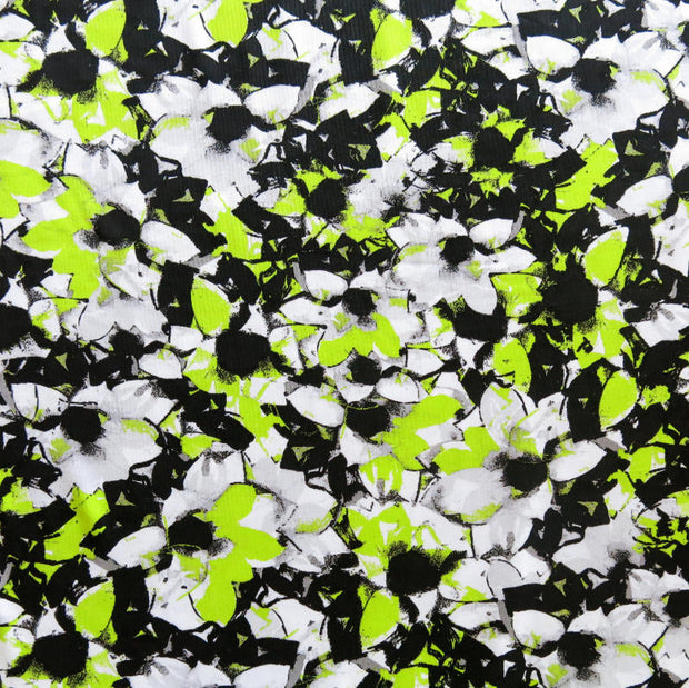 Black, Lime, and Grey Abstract Nylon Spandex Swimsuit Fabric - 27" Remnant