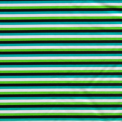 Lime, Black, Peacock, and White Stripe Nylon Spandex Swimsuit Fabric