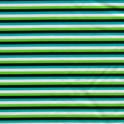 Lime, Black, Peacock, and White Stripe Nylon Spandex Swimsuit Fabric