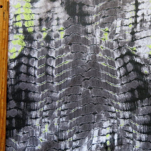 Lime/Grey Gator Print Poly Spandex Swimsuit Fabric