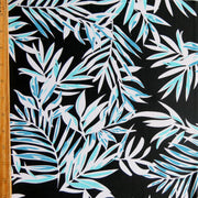 Mint and Aqua Green Foliage on Black Nylon Spandex Swimsuit Fabric