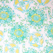 Mint and Yellow Medallion Cotton Slub Jersey Knit Fabric