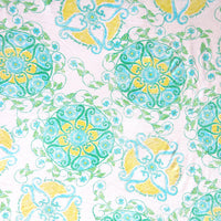 Mint and Yellow Medallion Cotton Slub Jersey Knit Fabric