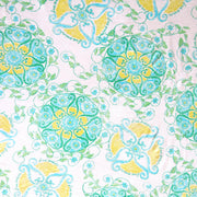 Mint and Yellow Medallion Cotton Lycra Jersey Knit Fabric