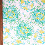 Mint and Yellow Medallion Cotton Lycra Jersey Knit Fabric