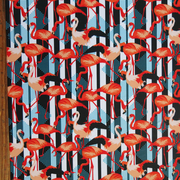 Modern Flamingo Poly Spandex Swimsuit Fabric