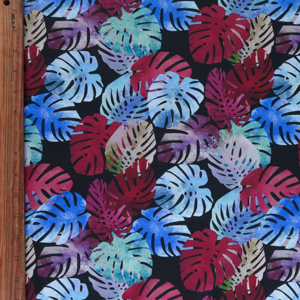 Monstera Watercolors Nylon Spandex Swimsuit Fabric