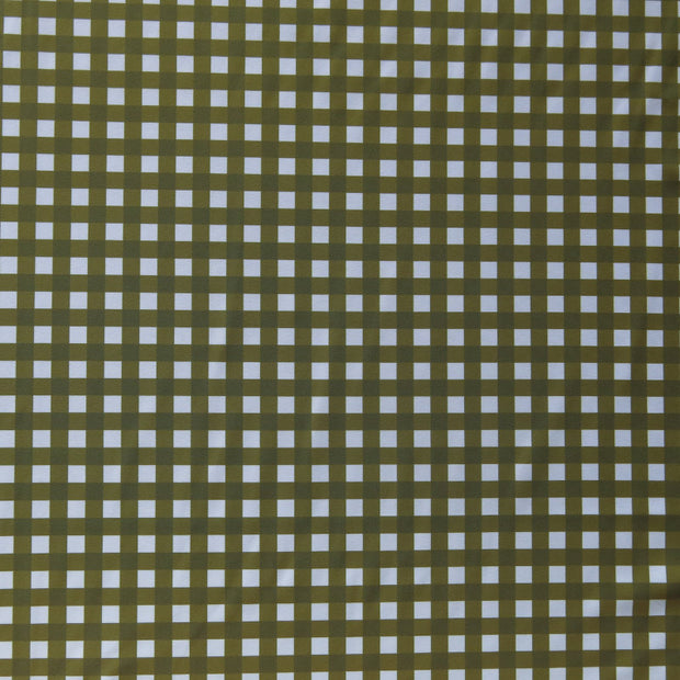 Moss Green and White Gingham Nylon Spandex Swimsuit Fabric