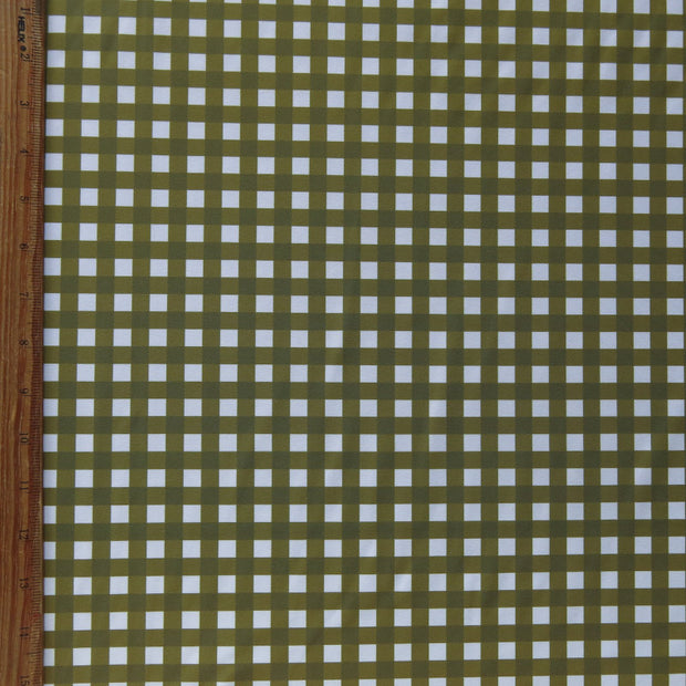 Moss Green and White Gingham Nylon Spandex Swimsuit Fabric