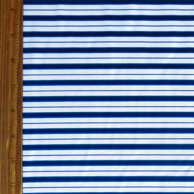 Navy, Royal, and White Stripe Nylon Spandex Swimsuit Fabric
