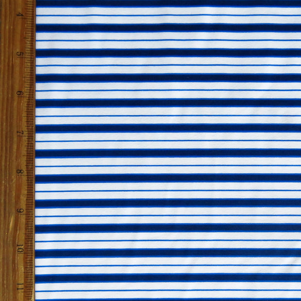 Navy, Royal, and White Stripe Nylon Spandex Swimsuit Fabric - 1 yard 15" - RESERVED