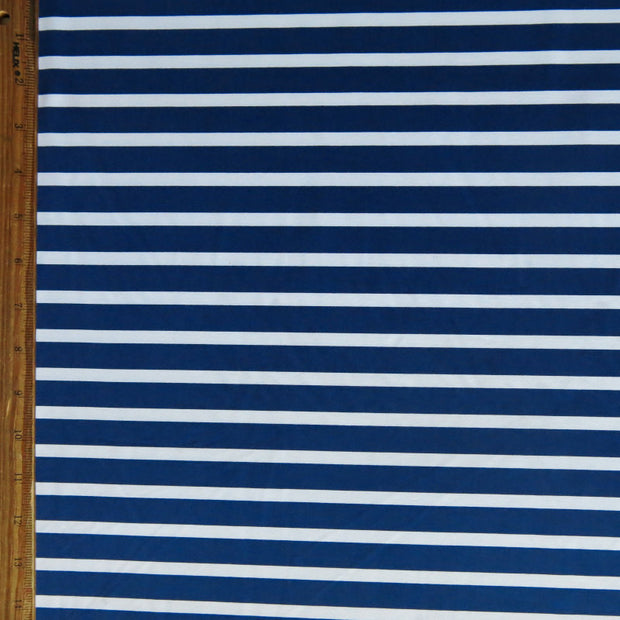 Dark Navy and White Stripe Nylon Spandex Swimsuit Fabric