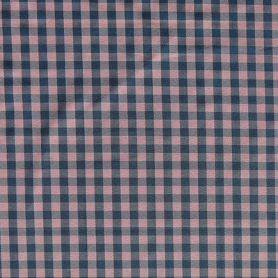 Pink and Navy Gingham Stretch Woven Fabric