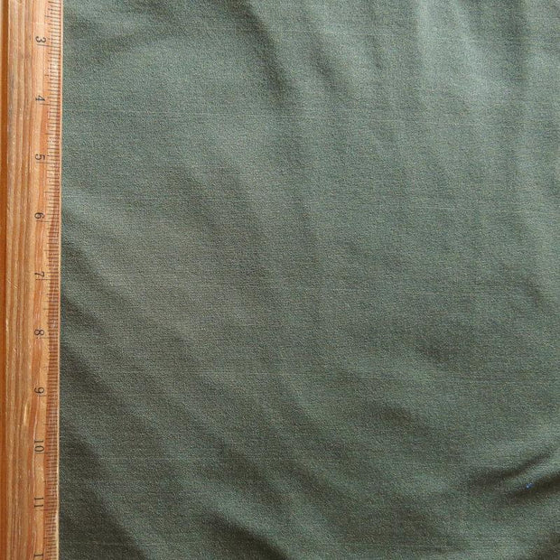 Olive Green Striped Poly Spandex Brushed Back Jersey Knit Fabric - 31" Remnant