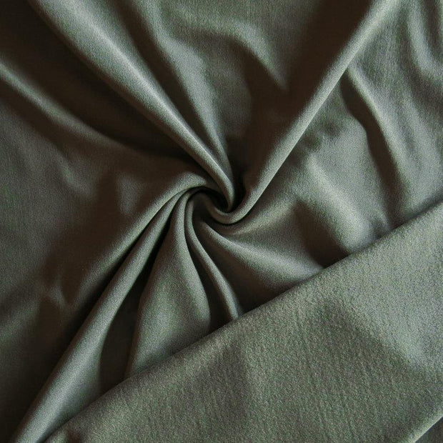 Olive Green Striped Poly Spandex Brushed Back Jersey Knit Fabric - 31" Remnant