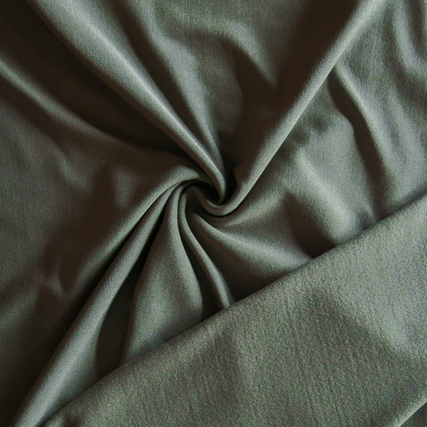 Olive Green Striped Poly Spandex Brushed Back Jersey Knit Fabric