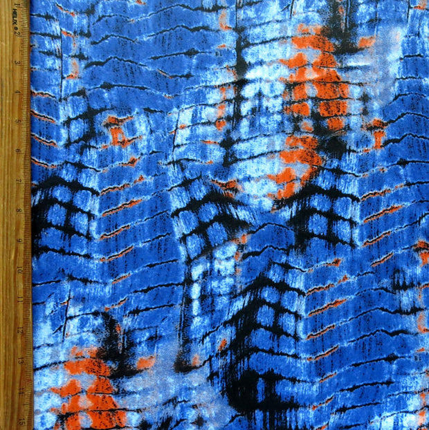 Orange/Blue Gator Print Poly Spandex Swimsuit Fabric