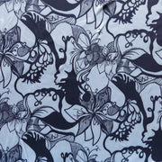 Navy/Baby Blue Floral Poly Lycra Athletic Knit Fabric