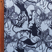 Navy/Baby Blue Floral Poly Lycra Athletic Knit Fabric