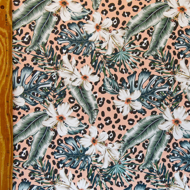 Peach Jungle Poly Spandex Swimsuit Fabric