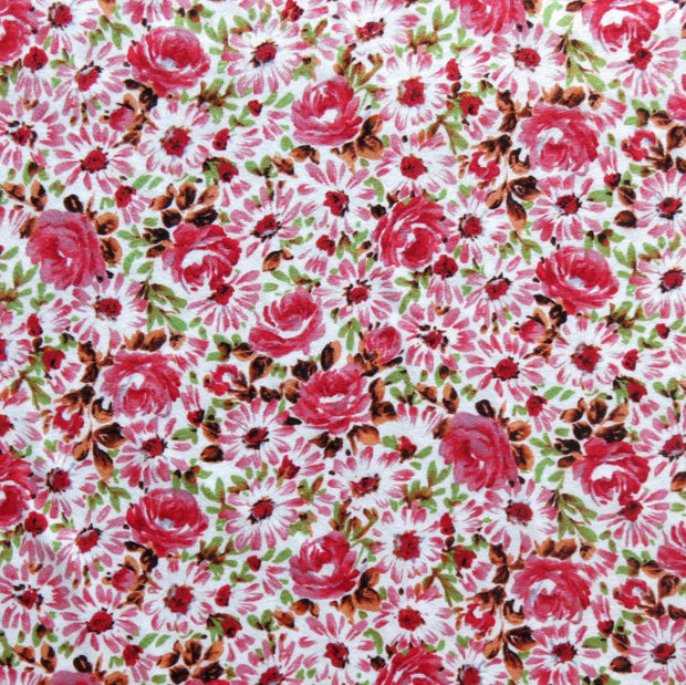 English Garden Pink Cotton Jersey Knit Fabric - 34" Remnant