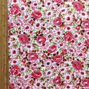 English Garden Pink Cotton Jersey Knit Fabric - 34" Remnant