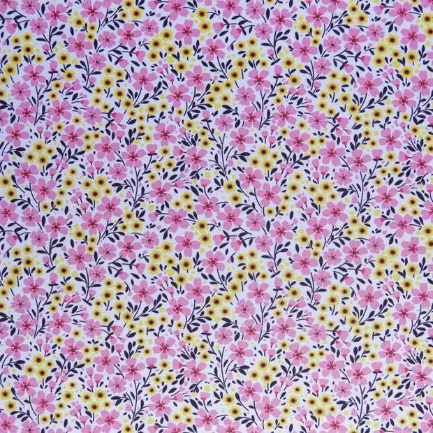 Pink Lemonade Floral Poly Spandex Swimsuit Fabric