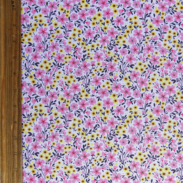 Pink Lemonade Floral Poly Spandex Swimsuit Fabric