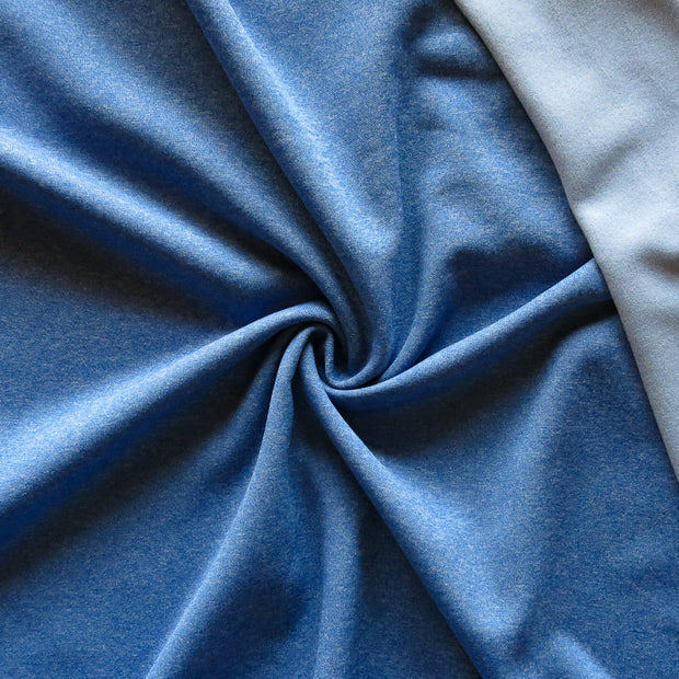 Heathered Chambray Polartec Powerstretch Fleece Knit Fabric - 32" Remnant