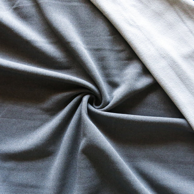 Heathered Grey Polartec Powerstretch Fleece Knit Fabric SECONDS- 20" Remnant
