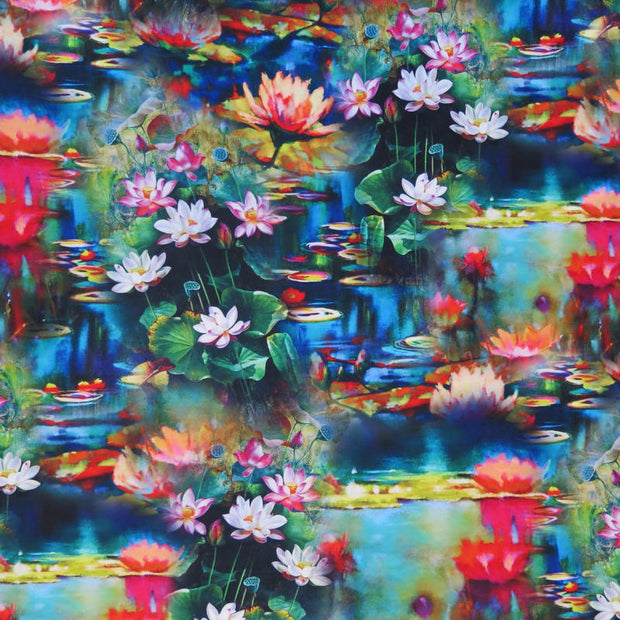 Pond Lillies Poly Spandex Swimsuit Fabric