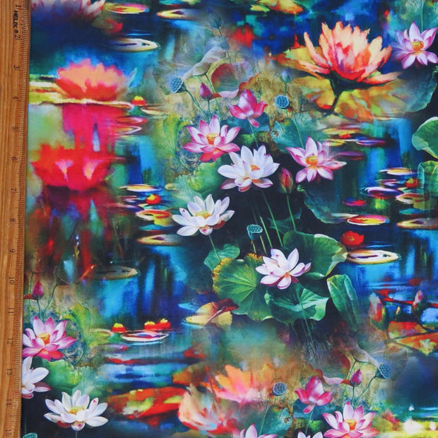 Pond Lillies Poly Spandex Swimsuit Fabric