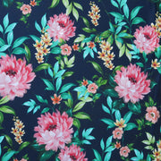Pretty Peony on Navy Nylon Spandex Swimsuit Fabric