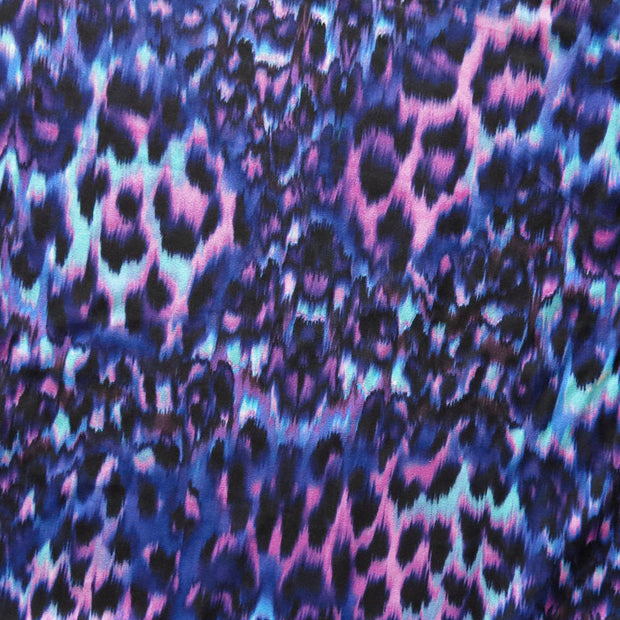 Purple, Pink, and Turquoise Cheetah Poly Spandex Swimsuit Fabric - 28" Remnant