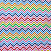 Rainbow Zig Zags on White Cotton Lycra Knit Fabric