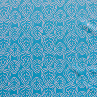 Reaction Aqua Leaf Outline Poly Lycra Knit Fabric - 1 1/3 Yard Pieces