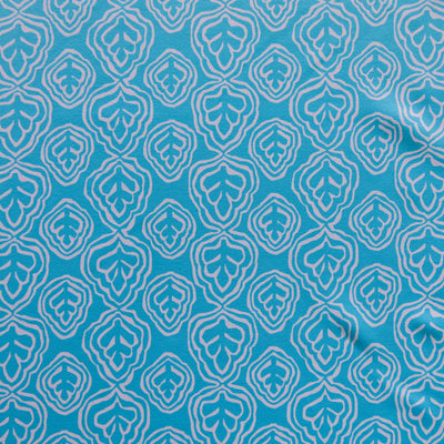 Reaction Aqua Leaf Outline Poly Lycra Knit Fabric - 1 1/3 Yard Pieces