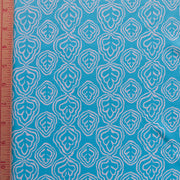 Reaction Aqua Leaf Outline Poly Lycra Knit Fabric - 1 1/3 Yard Pieces