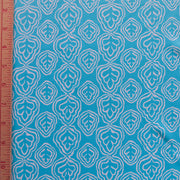 Reaction Aqua Leaf Outline Poly Lycra Knit Fabric - 24" Remnant