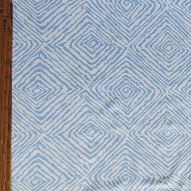 Reaction Blue Corners Poly Lycra Knit Fabric