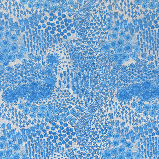 Reaction Blue Ditsy Garden Poly Lycra Knit Fabric