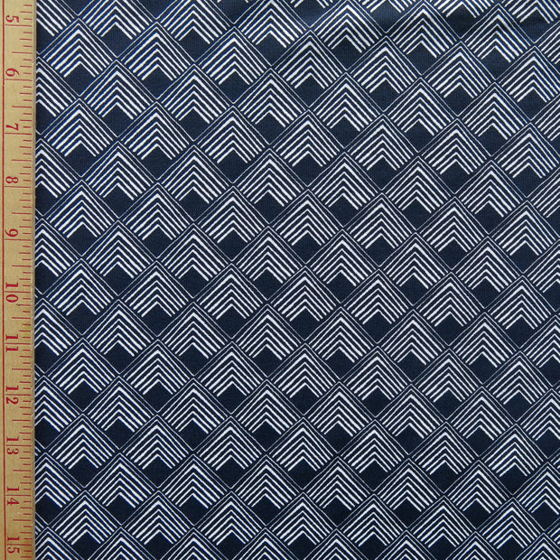 Reaction Navy Diamond Overlap Poly Lycra Knit Fabric