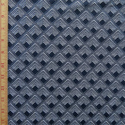 Reaction Navy Diamond Overlap Poly Lycra Knit Fabric - 33" Remnant