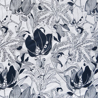 Reaction Navy Lilies Poly Lycra Knit Fabric