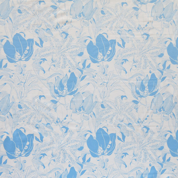 Reaction Powder Blue Lilies Poly Lycra Knit Fabric